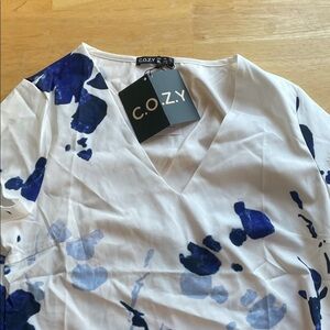 CO.Z.Y White and Blue Floral dress